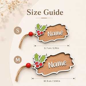 Adorno Navideño de Madera, Etiqueta con Nombre Personalizada, Decoración Rústica para las Fiestas, Forma Irregular, Decoración para Colgar en la Pared Cortada con Láser - Product Image 5
