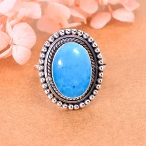 Bague en turquoise magnesite, argent sterling 925, réglable, faite à la main, bijoux en pierres précieuses, bague de luxe - Product Image 1