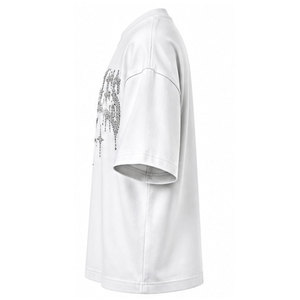 Camiseta Urbana de Manga Corta con Pedrería Estilo Hip Hop Personalizada para Hombre, Algodón Grueso, Hombros Caídos, Estilo Casual - Product Image 2
