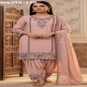 Ensemble Farshi-Top et Dupatta en Georgette de Nouvelle Variété avec Broderie, Qualité Export Indienne, Spécial Aïd - Exportateur et Fournisseur Indien - Product Image 1