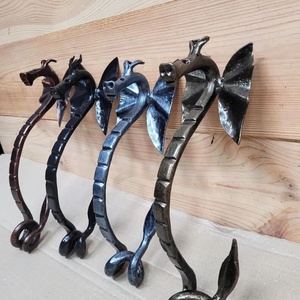 Poignée de porte en fer forgé artisanal style traditionnel, installation facile, résistante à la rouille, revêtement poudré, grain de bois, pour clôture - Product Image 3
