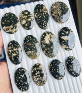 ASHU GEMS 100% Natural Ocean Jasper Cabochon Handmade Crystal Healing Polished Flat Back Mixed Size Shape Jewelry Cab Third - Product Image 2