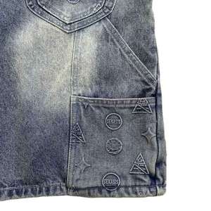 Shorts de Mezclilla de Cintura Alta para Hombre, Estilo Cargo con Patrón Repujado, Ropa Casual de Verano, Tela de Algodón Lavado a la Piedra - Product Image 4