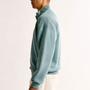 Sweat-shirt en molleton à col montant pour homme, gris uni, coupe classique, décontracté, pour l'automne - Product Image 4