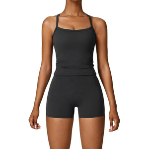 Ensemble de yoga 2 pièces pour femme, tie-dye, leggings taille haute, crop top dos nageur sans manches, extensible, tenue de fitness et d'entraînement - Product Image 6