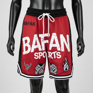 Shorts de basket-ball pour femmes, tissu en maille polyester premium 180 GSM, rouge et noir, panneau latéral en sublimation, logo personnalisé, shorts pour femmes - Product Image 1