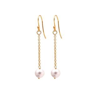 Collier en argent sterling 925 plaqué or 18 carats avec perle de nacre blanche ronde de 10-6 mm - Product Image 2