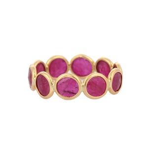 Productos más vendidos Anillos de banda de eternidad de rubí redondo natural Anillo de piedras preciosas de oro amarillo de 18 quilates Joyería de moda para mujeres niñas - Product Image 1
