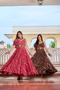 Elegant Printed Anarkali Ethnic Dress Flared Floor Length Party Wear Gown Gujarati Bandhej Designer Wedding & Festive Wear - Product Image 2