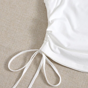 Top Corto Personalizado para Mujer con Fruncido Lateral, Cuello Redondo, Sin Mangas, Estilo Musculoso, Chaleco Casual de Verano - Product Image 3