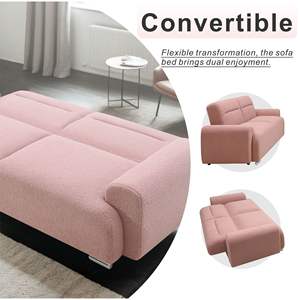 Acogedor Sofá Cama Convertible de 3 Plazas en Tela Teddy con Patas de Metal - Product Image 6