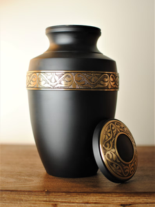 Urne funéraire en laiton noir mat pour adulte, cercueil commémoratif finition or, urne commémorative, design personnalisé, fournitures funéraires - Product Image 4