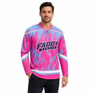 Maillot de hockey sur glace personnalisé par sublimation, respirant, professionnel, pour équipes sportives, hommes, adultes, jeunes, col à lacets, séchage rapide - Product Image 3
