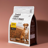 Sac à fond plat en aluminium personnalisé avec fermeture éclair pour aliments secs extrudés pour chiens et chats
