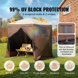 Gazebo Pop-Up Monostrato con Tenda a 4 Lati, Tettoia Parasole 6x6FT con 4 Finestre in Rete Rimovibili per Privacy e Protezione dal Vento - Product Image 2