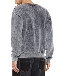 2024 Vintage lavage à l'acide pull de haute qualité 100% coton sweats à col rond pour hommes Logo personnalisé motif solide pour l'automne - Product Image 5