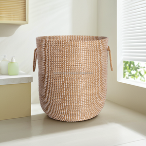 Cesta de lavandería de algas marinas naturales más vendida de Vietnam con cuerdas de PP para almacenamiento de baño, hecha de materiales de plástico PE - Product Image 4
