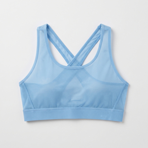 Sujetador deportivo de malla transparente con costuras de calidad para mujer, estilo racerback, diseño moderno - Product Image 6