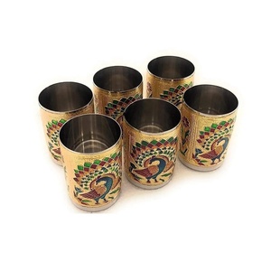 Juego de vaso de jugo de agua decorativo de diseño Floral oxidado de acero inoxidable de Calidad única para regalo de devolución de hogar estilo tradicional - Product Image 5