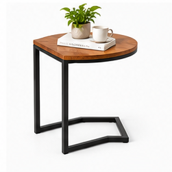 Mesa Auxiliar Moderna y Resistente con Tapa de Madera y Estructura de Hierro, Mesa de Esquina para Sala de Estar, Dormitorio, Regalo de Inauguración - Product Image 1