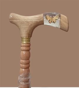 Canne de randonnée de luxe en bois massif, réglable et pliable, avec embout en caoutchouc et poignée en T - Product Image 3