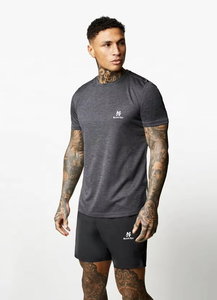 Camiseta de Manga Corta para Hombre, Cuello Redondo, Color Gris Oscuro, Tejido de Poliéster de Secado Rápido, Estilo Casual de Verano - Product Image 3