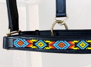 Equestrian Beautiful Handmade Vibrant Beaded Noseband Cheekpiece Soft Leather Padded Halter <b>Black</b> Comfortable Durable - Product Image 3
