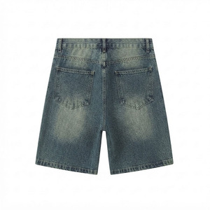 Shorts Bermuda en jean délavé bleu foncé personnalisés, shorts longs en jean décontractés pour le streetwear, shorts longs en jean délavé vintage - Product Image 2