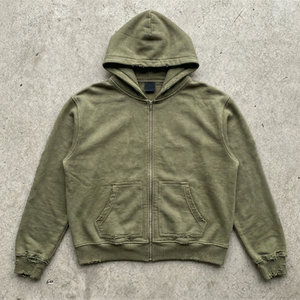 Ventes en gros de sweats à capuche streetwear à fermeture éclair intégrale en coton molletonné avec logo personnalisé pour les marques de mode de détail - Product Image 1