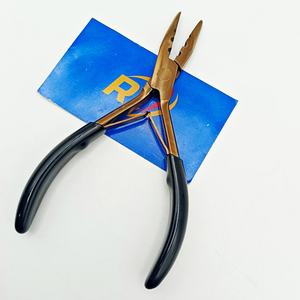 Pince à extensions capillaires en acier inoxydable pour micro-anneaux et nano-perles, outil professionnel pour coiffeurs, couleur or rose OEM avec poignée en plastique - Product Image 4