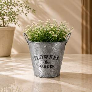 Galvanized Metal Pail Rustic Farmhouse Bucket Decorative <b>Planter</b> Organizer - Product Image 4