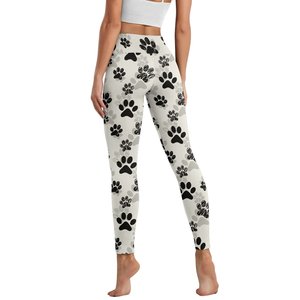 Leggings Casuales de Cintura Alta y Largo Completo Splendid Apparel, Color Negro y Gris, con Estampado de Huellas de Gato, Tejido Elástico con Estampado Digital para Mujer - Product Image 5