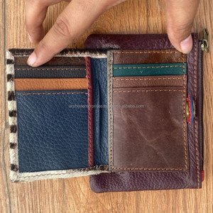 Mini monedero de cuero reciclado hecho a mano, tarjetero, billetera de bolsillo frontal delgada para tarjetero de mujer - Product Image 6