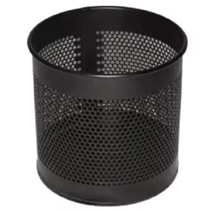 Metal Mesh Round Eco-Friendly Trash Can with Wrought Iron Lid for <b>Kitchen</b> Home Office Use - Product Image 2