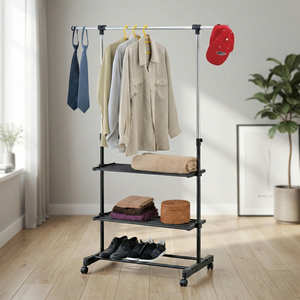 Shopee OEM calidad ropa de hierro tendedero extensible ajustable altura organizador conjunto diseño moderno niños dormitorio sala de estar - Product Image 6