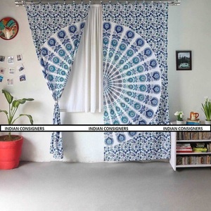 Cortina Bohemia de Algodón con Mandala de Pavo Real para Puerta/Ventana, Decoración del Hogar por Indian Consigners - Product Image 6