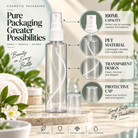 Flacon pulvérisateur PET de 100 ml |   Flacon pompe à brume fine pour emballage cosmétique, soins de la peau, soins capillaires, parfums, produits de beauté, soins personnels