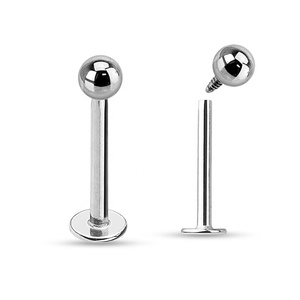Joyería para <span class=keywords><strong>Piercing</strong></span> de Acero Inoxidable, Estilo Básico, Varilla Esférica Recta con Base Plana, para <span class=keywords><strong>Piercing</strong></span> de <span class=keywords><strong>Mejilla</strong></span>/Mejorilla, Joyería Corporal Roscada - Product Image 3