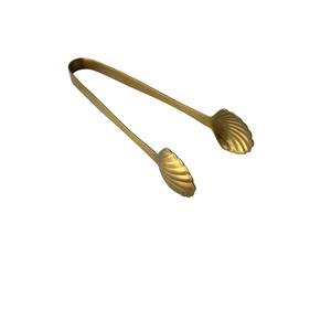 Pinzas para servir con diseño elegante en forma de concha dorada, pinzas para hielo de acero inoxidable, herramienta de bar, suministros para fiestas, para buffet y uso en bares. - Product Image 1