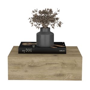 Comodino Moderno Sospeso da 5' con Cassetto, Mensola a Muro in Macadamia - Product Image 5