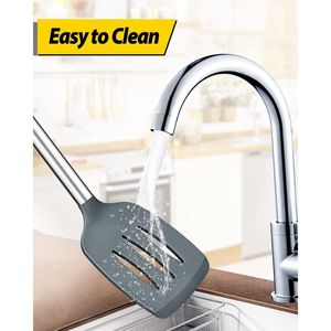Espátulas Grandes Resistentes al Calor, Libres de BPA, Cucharas Ranuradas Grises, Paquete de 4 Utensilios de Cocina de Silicona, Juego de Herramientas de Cocina Antiadherentes - Product Image 5