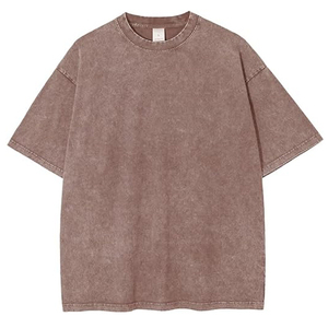 T-shirt Homme Streetwear en Coton 230g Délavé à l'Acide, Coupe Oversize Rétro, Effet Usé Vintage - Product Image 1