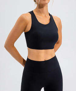 Soutien-gorge de sport rembourré style débardeur, extensible, pour la course et le fitness, avec dos croisé, pour femme - Product Image 1