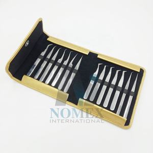 Ensemble de pinces à cils originales polies en argent dans différents types d'outils de levage de cils coudés les plus vendus à faible coût - Product Image 2