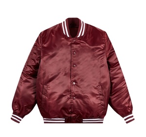 Blouson universitaire d'hiver en satin matelassé losanges bordeaux respirant pour homme grande taille en polyester avec doublure en satin - Product Image 1