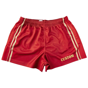 <b>Men</b> <b>Red</b> Solid Sport <b>Shorts</b> Front Logo Mid Elastic Waist White Side Stripes Quick Dry 100% Polyester 80g Digital Printed Summer - Product Image 6