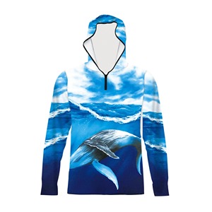 Sudadera con Capucha de Pesca Impermeable de Manga Larga para Hombre, Talla Grande, Estampado por Sublimación con Escena Subacuática, Protección UPF 50 Anti-UV, Camiseta Deportiva para Exteriores - Product Image 4