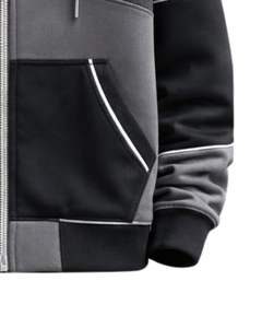 Sweat à capuche zippé personnalisé pour homme, gris et noir contrastés, en molleton de coton, style streetwear décontracté, veste d'hiver, fabricant sur mesure - Product Image 6