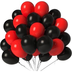 Palloncini in Lattice Rosso e Nero, Confezione da 100, 12 Pollici, per Decorazioni di Compleanni, Matrimoni, Natale e Capodanno - Product Image 1