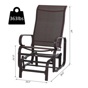 Sedia a dondolo moderna marrone leggera in ferro per esterni con braccioli scorrevoli per patio e giardino - Product Image 3